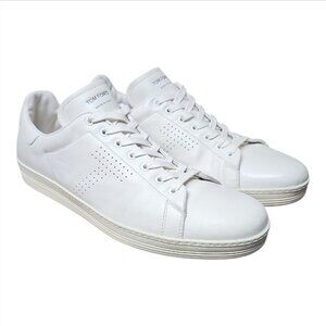 TOM FORD | “Warwick” White Grained Leather Low-Top Sneakers – US 16